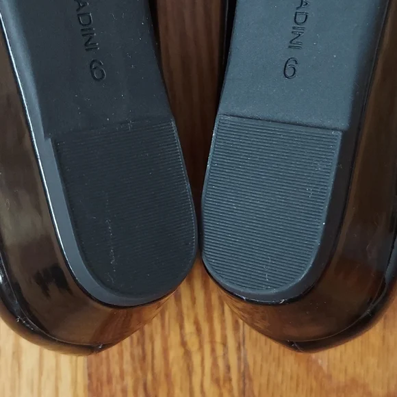 Adrienne Vittadini Palm Beach Black Patent Wedges w/ Rhinestone Details Size 6 - Picture 14 of 16